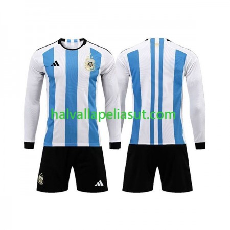 Jalkapallo Pelipaidat/Peliasut Argentiina 3 Stars Lasten Kotipaita World Cup 2022 Pitkähihainen